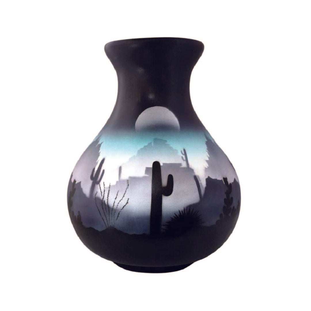 Blue Sonora Desert  10 1/2 x 14 1/2 Vase -(44136)