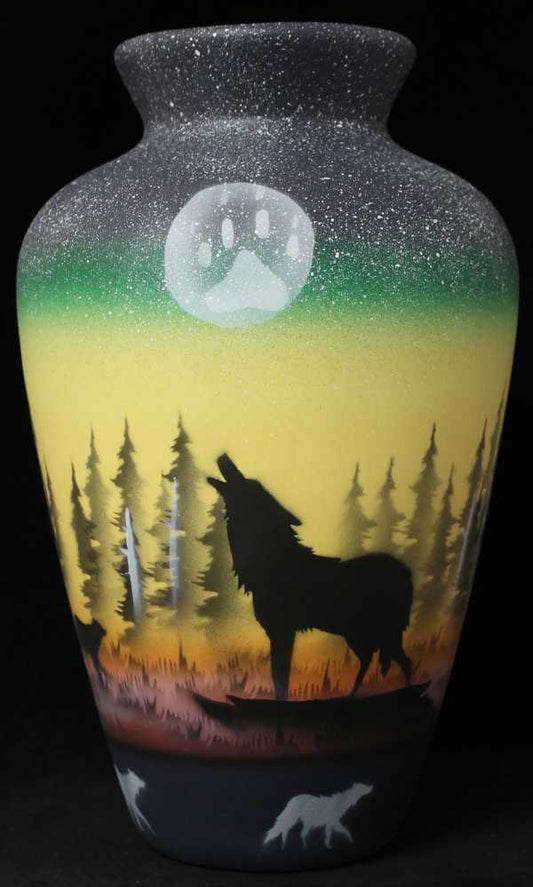 Woodland Shadows - Wolf 8 x 12 1/2 Vase - Lamp no Shade