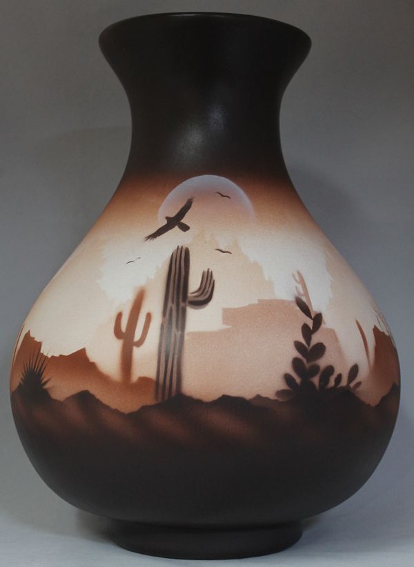Brown Sonora Desert  10 1/2 x 14 1/2 Vase -(46136)