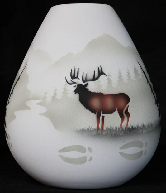High Country Tracks Elk 8 1/2 x 9 Pillow Vase -(63100)