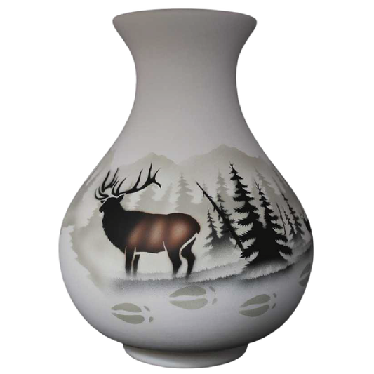 High Country Tracks Elk 10 1/2 x 14 1/2 Vase -(63136)